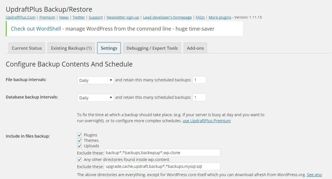 Konfigurasi UpdraftPlus Backup Restore